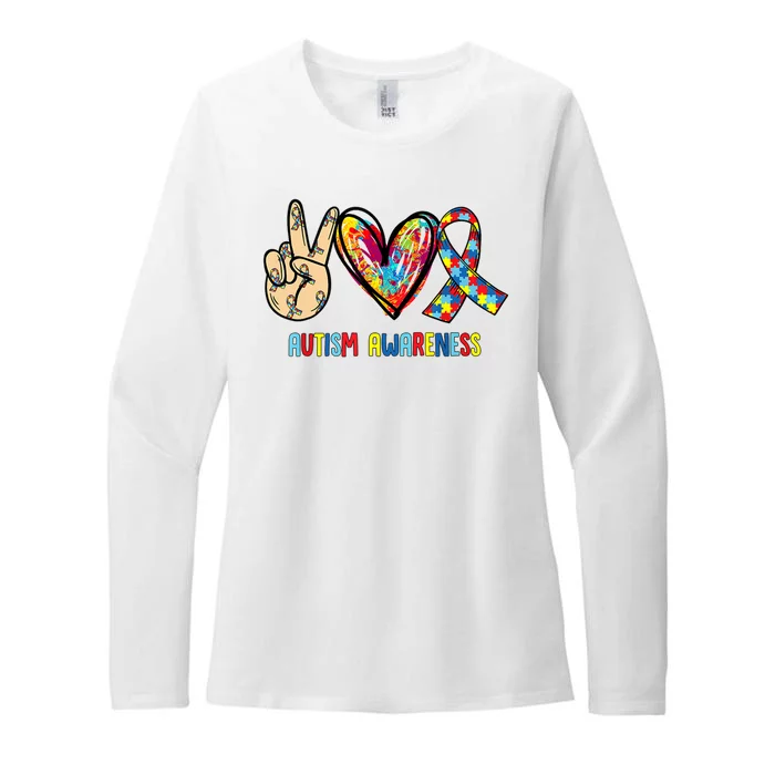 Autism Awareness Peace Love Autism Womens CVC Long Sleeve Shirt