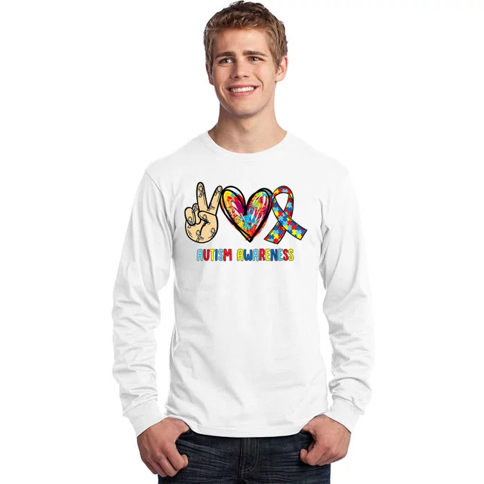 Autism Awareness Peace Love Autism Tall Long Sleeve T-Shirt