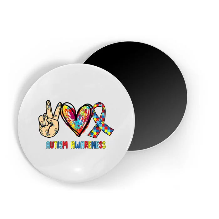 Autism Awareness Peace Love Autism Magnet