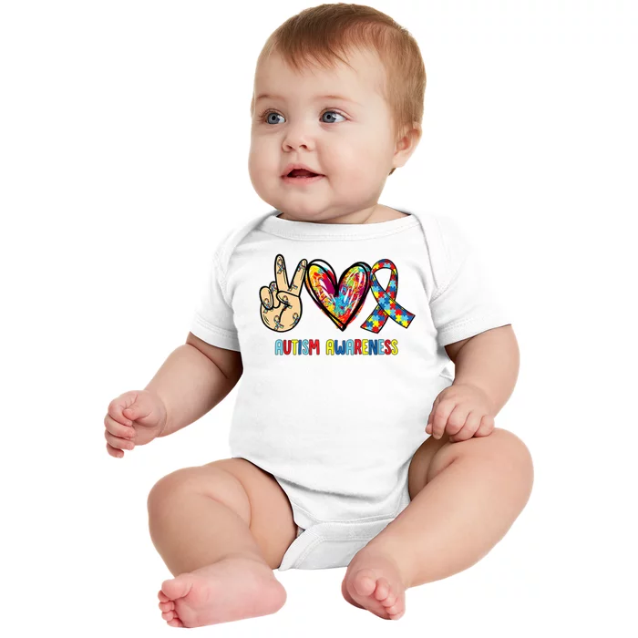 Autism Awareness Peace Love Autism Baby Bodysuit