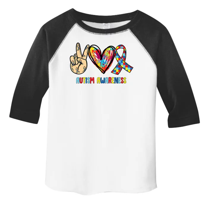 Autism Awareness Peace Love Autism Toddler Fine Jersey T-Shirt