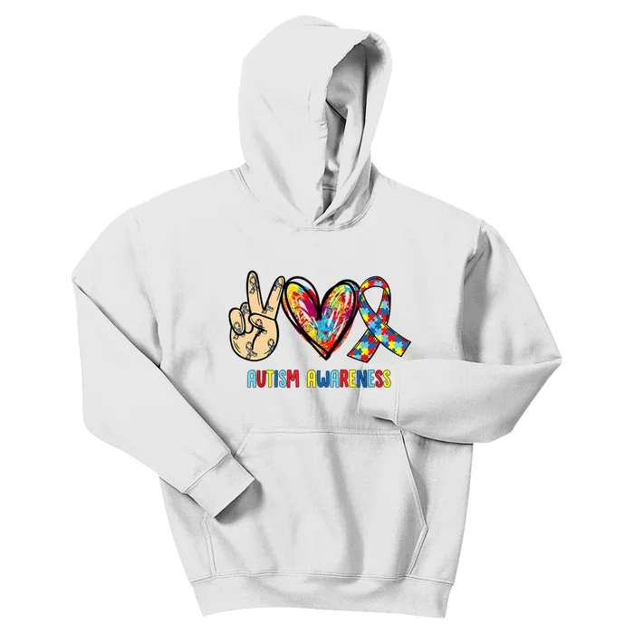 Autism Awareness Peace Love Autism Kids Hoodie