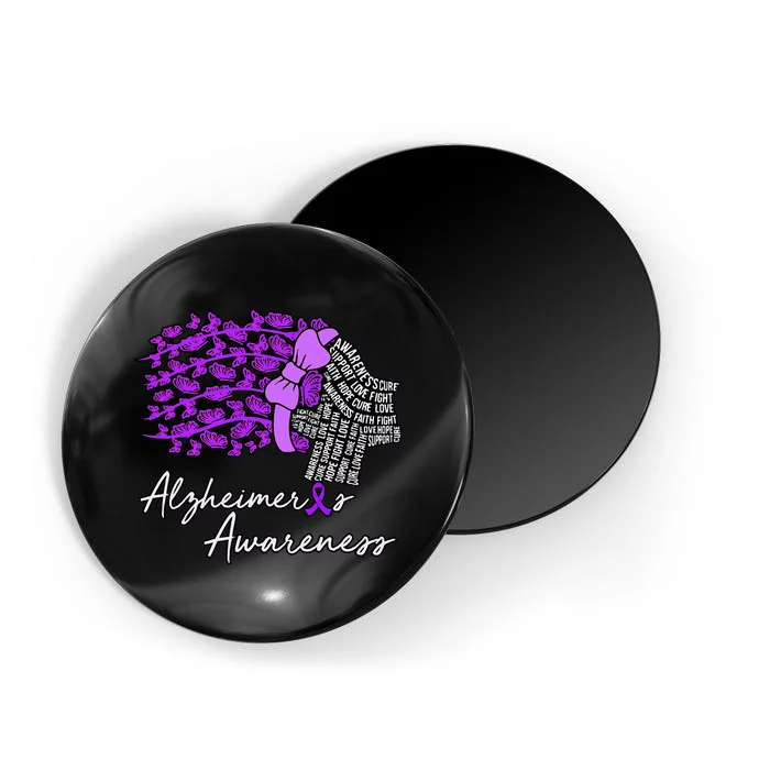 Alzheimers Awareness Purple Flowers Ribbon Month Graphic Magnet