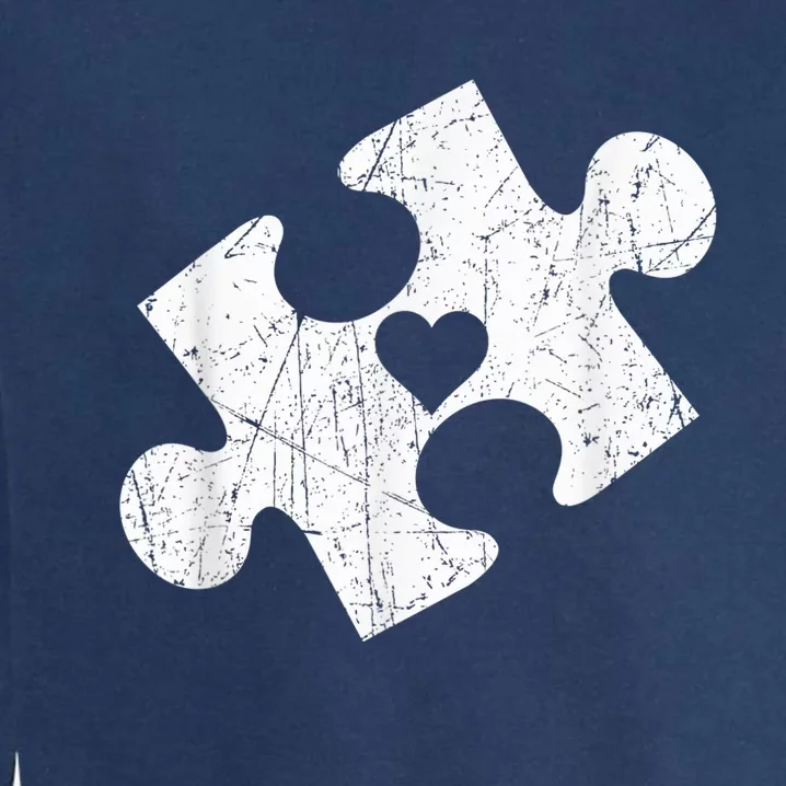 Autism Awareness Puzzle Piece Heart Autistic Garment-Dyed Sweatshirt