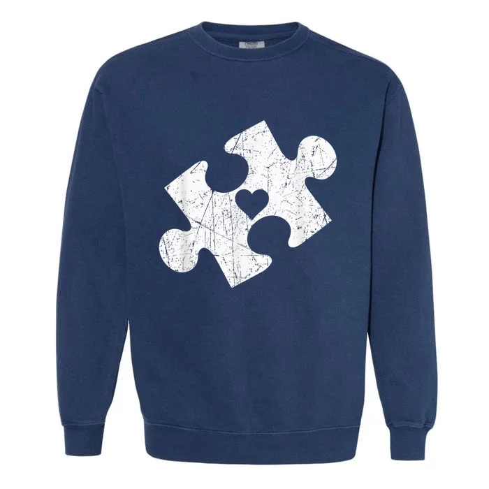 Autism Awareness Puzzle Piece Heart Autistic Garment-Dyed Sweatshirt