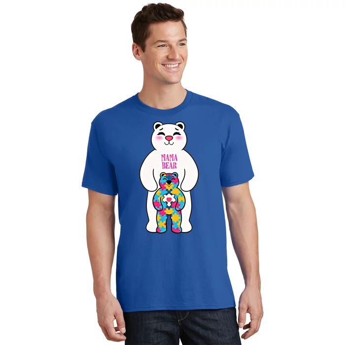 Autism Awareness Puzzle Mama Bear Autistic Mothers Moms Funny Gift T-Shirt