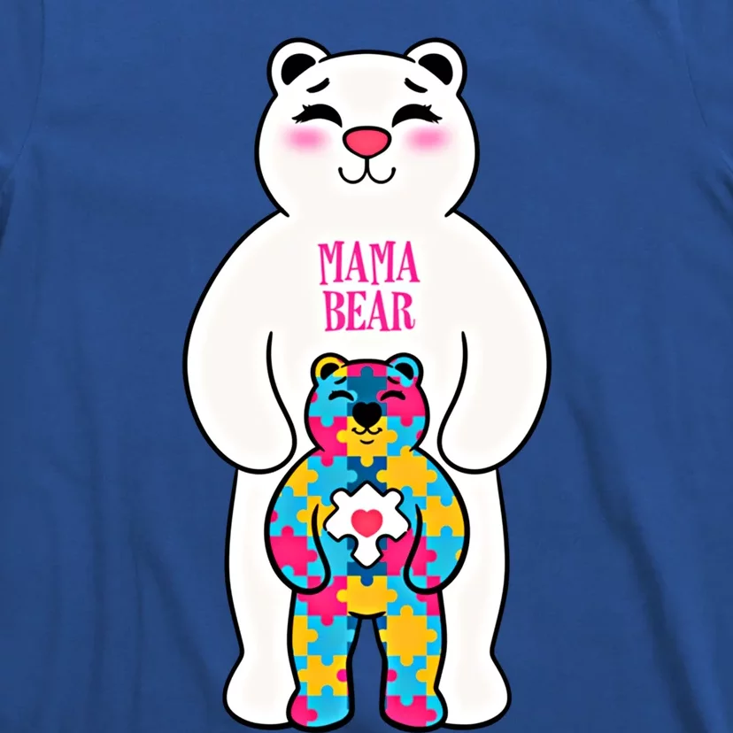 Autism Awareness Puzzle Mama Bear Autistic Mothers Moms Funny Gift T-Shirt