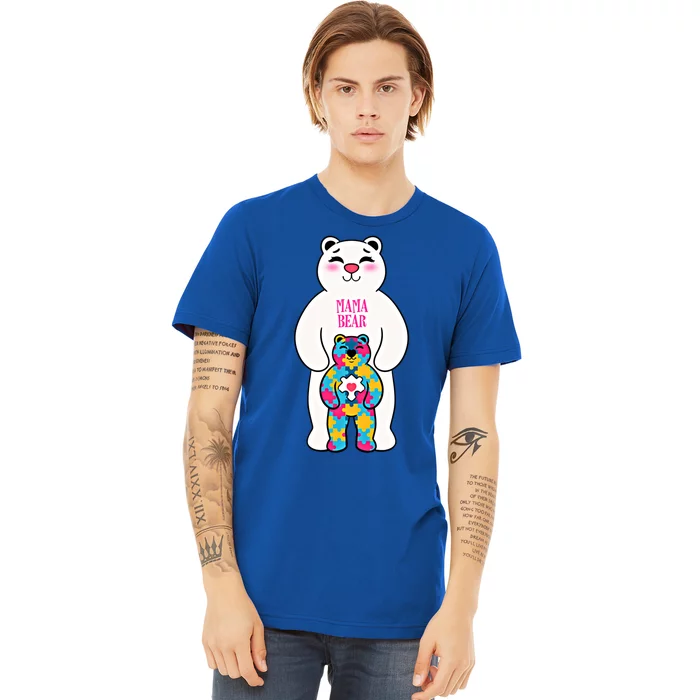 Autism Awareness Puzzle Mama Bear Autistic Mothers Moms Funny Gift Premium T-Shirt