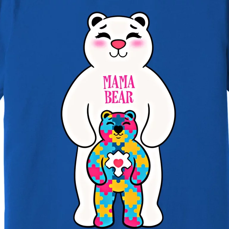 Autism Awareness Puzzle Mama Bear Autistic Mothers Moms Funny Gift Premium T-Shirt