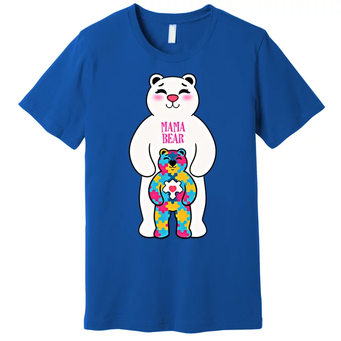 Autism Awareness Puzzle Mama Bear Autistic Mothers Moms Funny Gift Premium T-Shirt