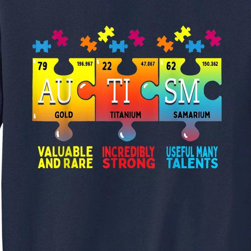 Autism Awareness Puzzle Periodic Table Tall Sweatshirt