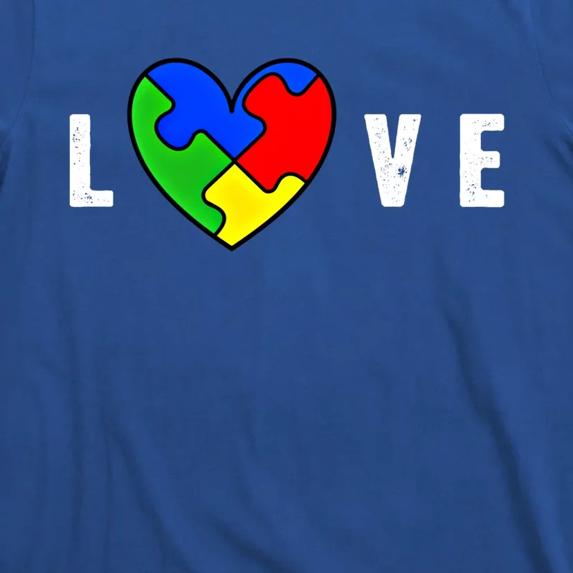 Autism Awareness Puzzle Pieces Heart Love Autism Cute Gift T-Shirt