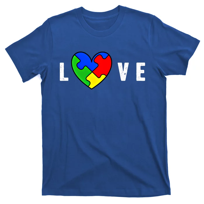 Autism Awareness Puzzle Pieces Heart Love Autism Cute Gift T-Shirt