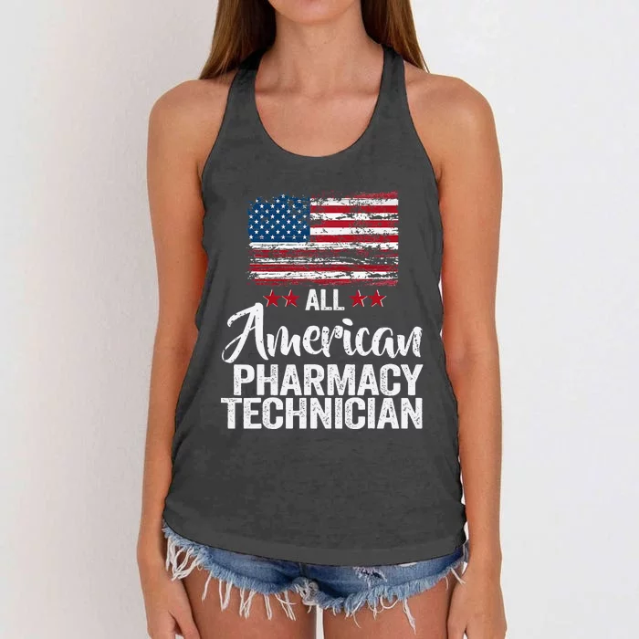 All American Pharmacy Technician 4th Of July Family Matching Women's Knotted Racerback Tank