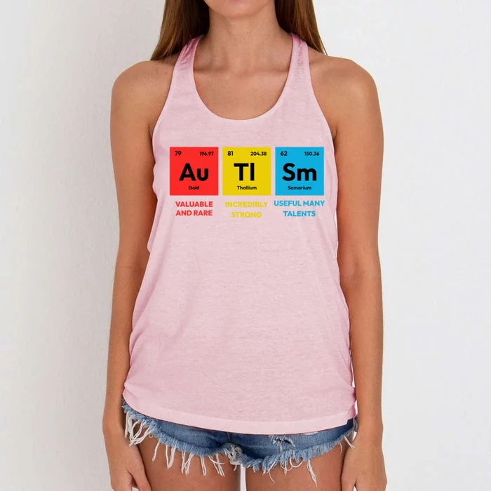 Autism Awareness Periodic Table Elet Asd Support Autistic Gift Women's Knotted Racerback Tank