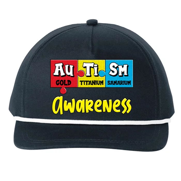 Autism Awareness Puzzle Chemical Elet Periodic Table Cool Gift Snapback Five-Panel Rope Hat