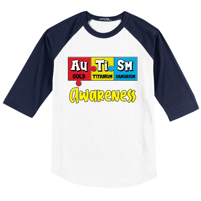 Autism Awareness Puzzle Chemical Elet Periodic Table Cool Gift Baseball Sleeve Shirt