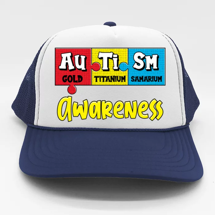 Autism Awareness Puzzle Chemical Elet Periodic Table Cool Gift Trucker Hat