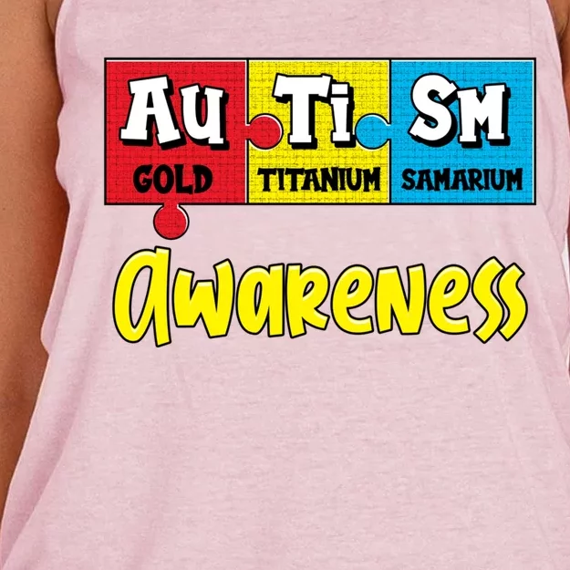 Autism Awareness Puzzle Chemical Elet Periodic Table Cool Gift Women's Knotted Racerback Tank