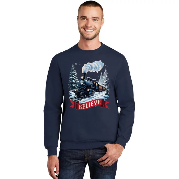 All Aboard P.O.L.A.R E.X.P.R.E.S.S Christmas North Pole Xmas Santa Tall Sweatshirt