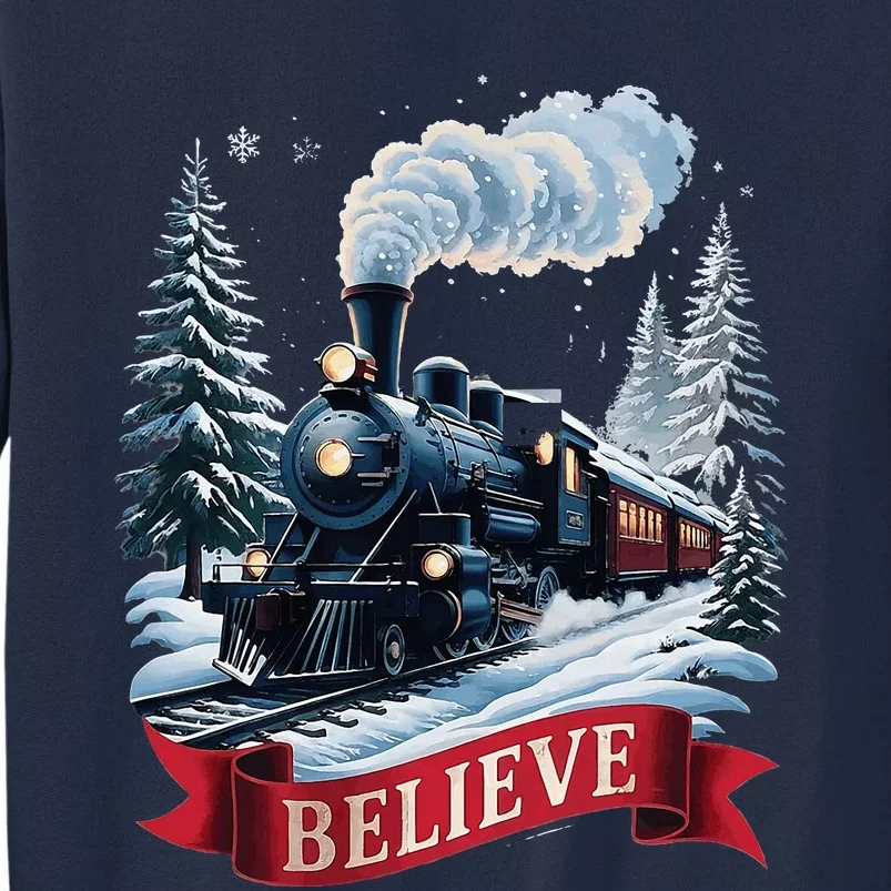 All Aboard P.O.L.A.R E.X.P.R.E.S.S Christmas North Pole Xmas Santa Tall Sweatshirt