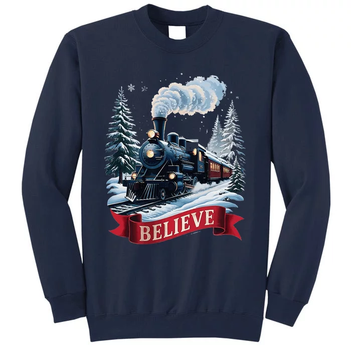 All Aboard P.O.L.A.R E.X.P.R.E.S.S Christmas North Pole Xmas Santa Tall Sweatshirt