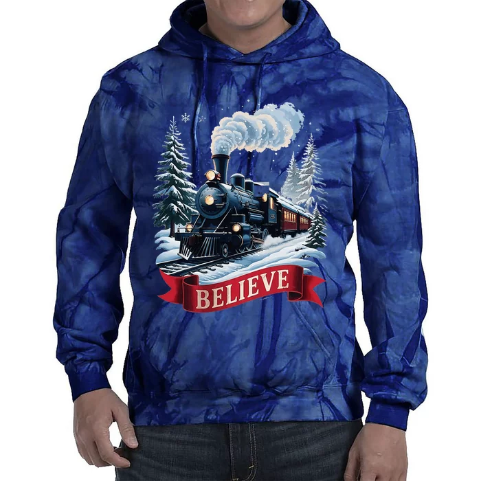 All Aboard P.O.L.A.R E.X.P.R.E.S.S Christmas North Pole Xmas Santa Tie Dye Hoodie