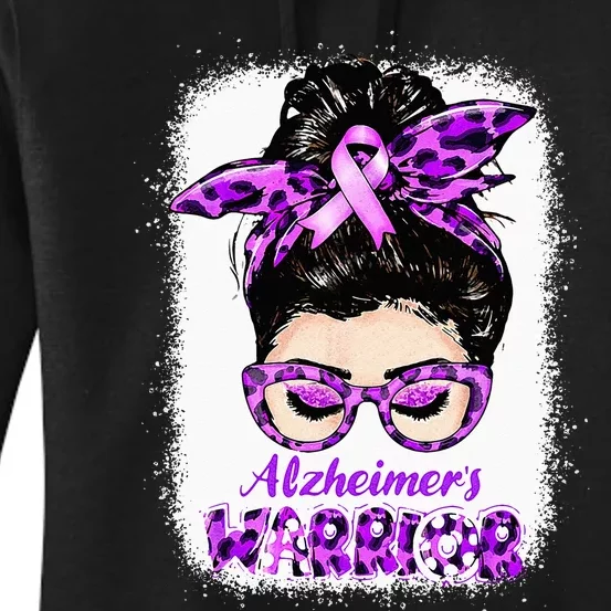 Alzheimers Awareness Purple Alzheimers Warrior Messy Bun Women's Pullover Hoodie