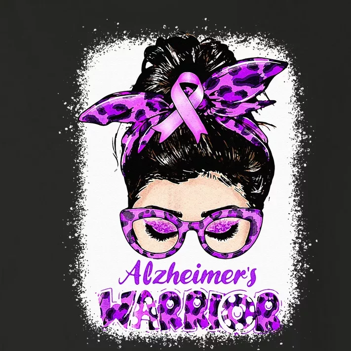 Alzheimers Awareness Purple Alzheimers Warrior Messy Bun Toddler Long Sleeve Shirt