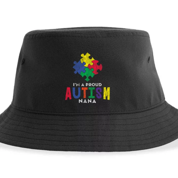 Autism Awareness Proud Nana Autistic Awareness Mom Gift Sustainable Bucket Hat