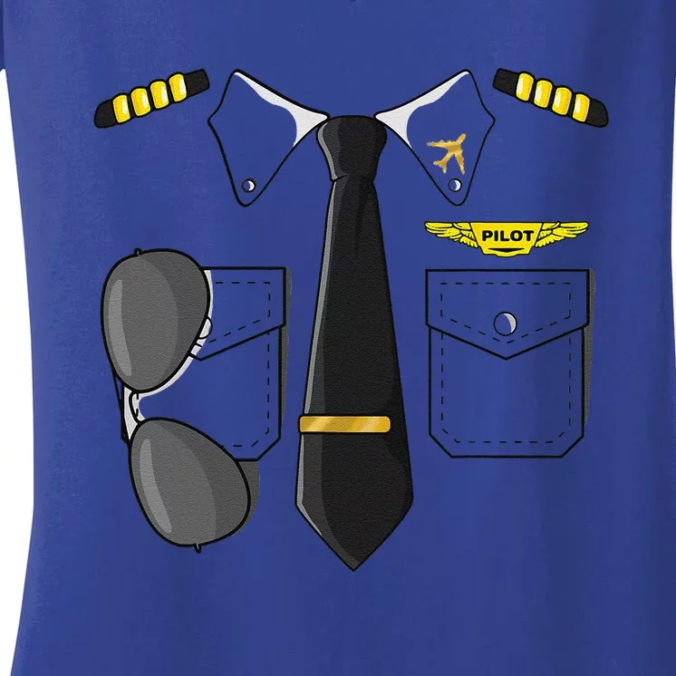 Airplane Airline Pilot Costume Dress Up HALLOWEEN Women's V-Neck T-Shirt