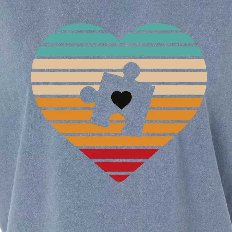 Autism Awareness Puzzle Heart Sunset Garment-Dyed Women's Muscle Tee