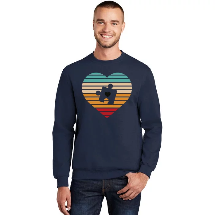 Autism Awareness Puzzle Heart Sunset Tall Sweatshirt