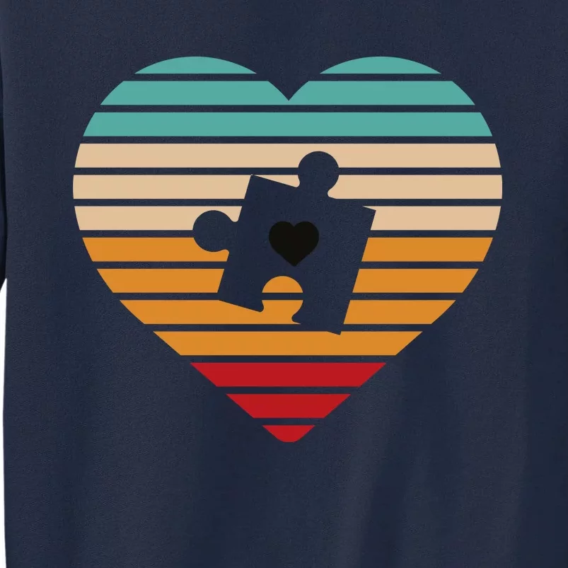 Autism Awareness Puzzle Heart Sunset Tall Sweatshirt