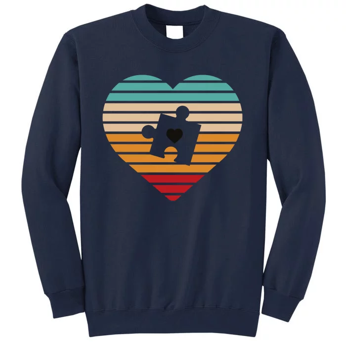 Autism Awareness Puzzle Heart Sunset Tall Sweatshirt