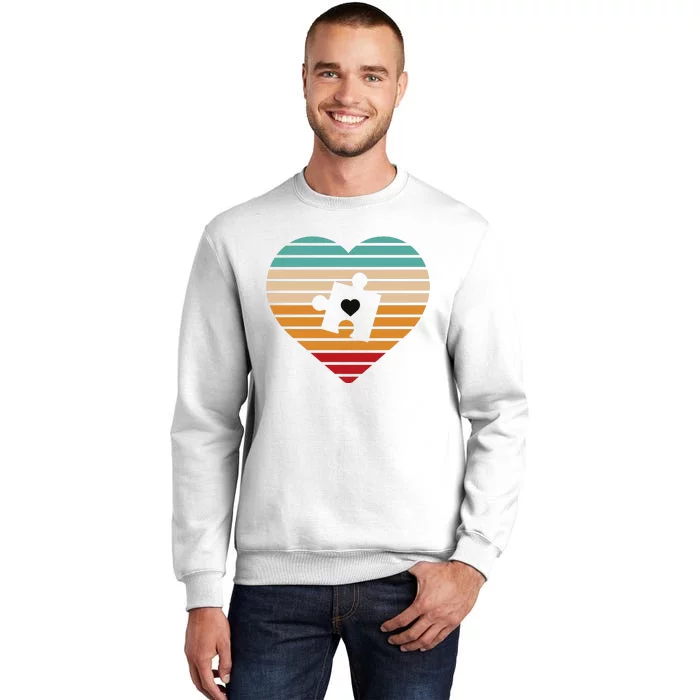 Autism Awareness Puzzle Heart Sunset Sweatshirt