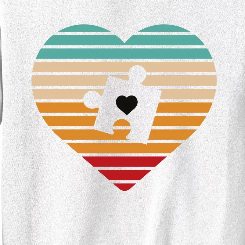 Autism Awareness Puzzle Heart Sunset Sweatshirt