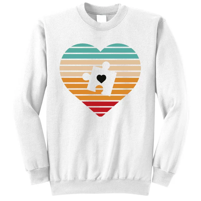 Autism Awareness Puzzle Heart Sunset Sweatshirt