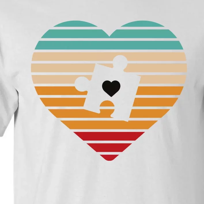 Autism Awareness Puzzle Heart Sunset Tall T-Shirt