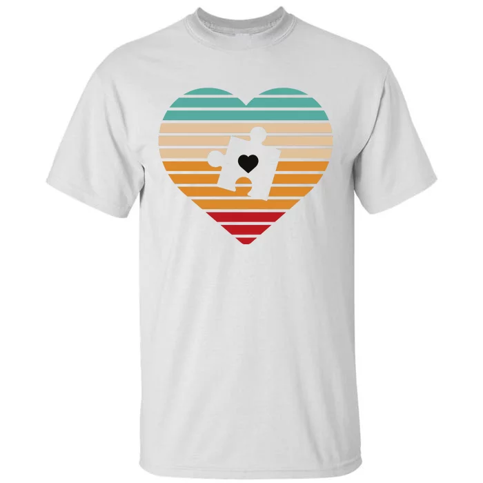 Autism Awareness Puzzle Heart Sunset Tall T-Shirt