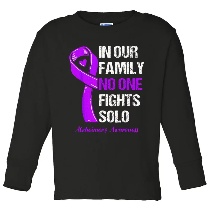 Alzheimers Awareness Purple Ribbon Alzheimers Warrior Toddler Long Sleeve Shirt