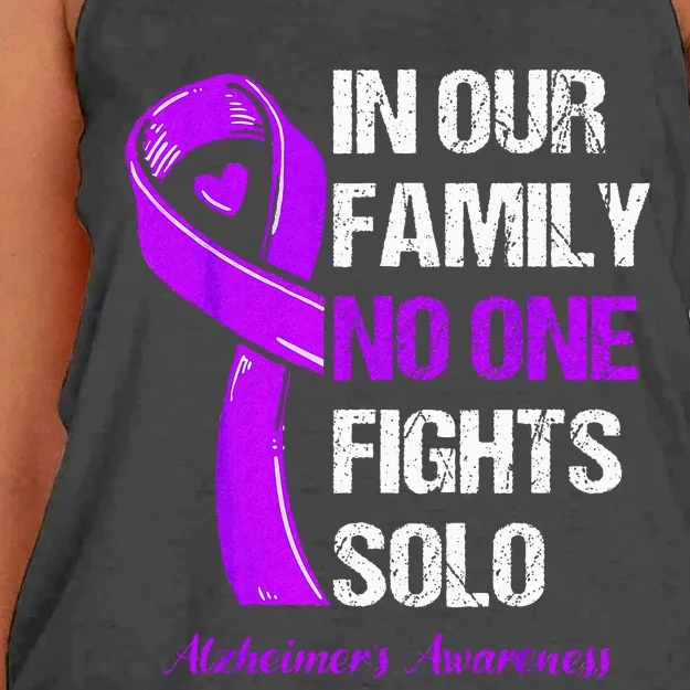 Alzheimers Awareness Purple Ribbon Alzheimers Warrior Women's Knotted Racerback Tank