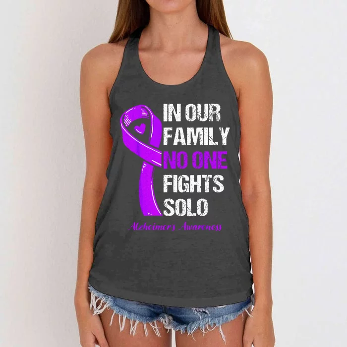 Alzheimers Awareness Purple Ribbon Alzheimers Warrior Women's Knotted Racerback Tank