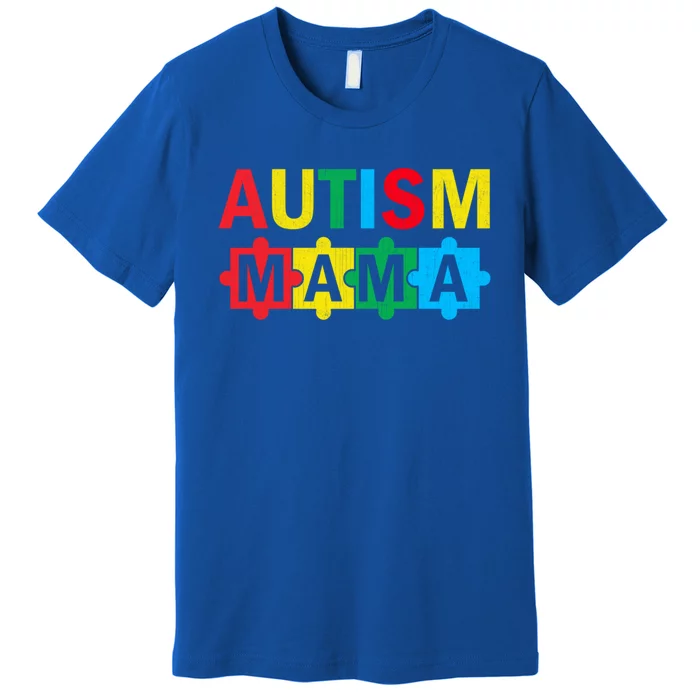 Autism Awareness Puzzle Ribbon Proud Autism Mama Cute Gift Premium T-Shirt