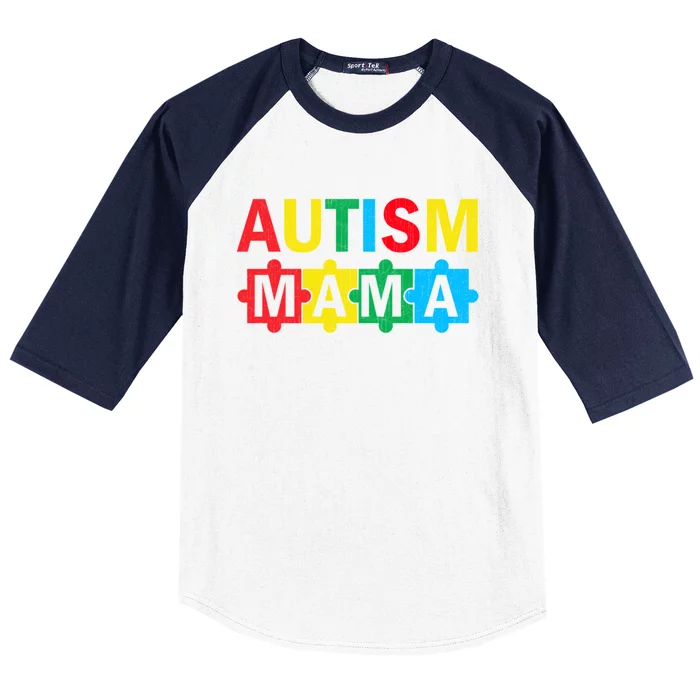 Autism Awareness Puzzle Ribbon Proud Autism Mama Cute Gift Baseball Sleeve Shirt