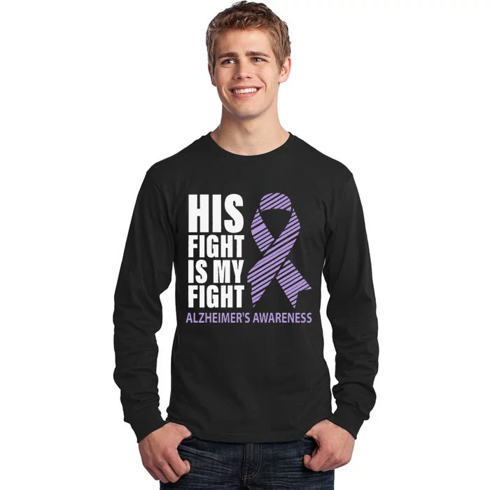 Alzheimers Awareness Purple Ribbon Dementia Mom Dad Grandpa Tall Long Sleeve T-Shirt