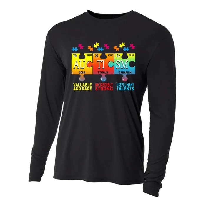 Autism Awareness Puzzle Chemical Elements Cooling Performance Long Sleeve Crew