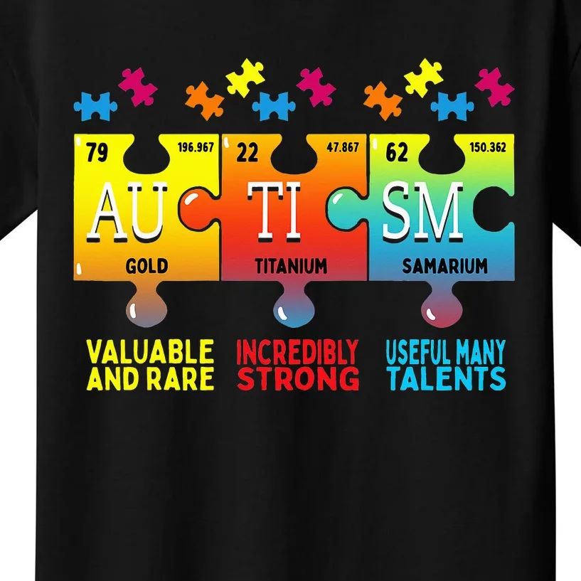 Autism Awareness Puzzle Chemical Elements Kids T-Shirt