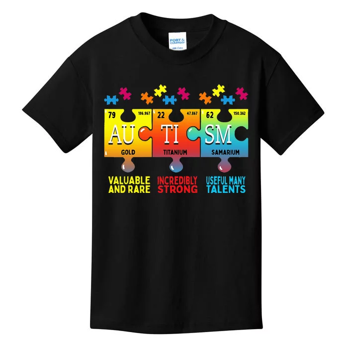 Autism Awareness Puzzle Chemical Elements Kids T-Shirt