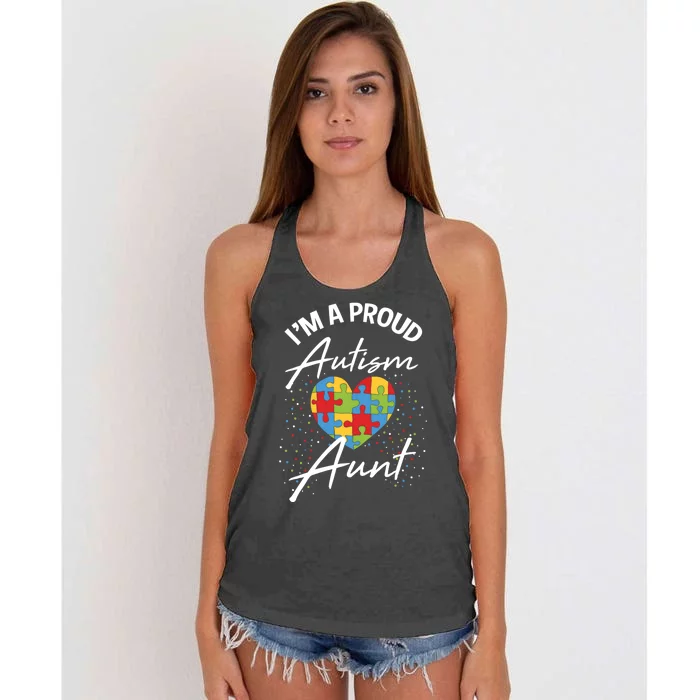 Autism Awareness Proud Aunt Puzzle Heart Cool Family Funny Gift Women's Knotted Racerback Tank